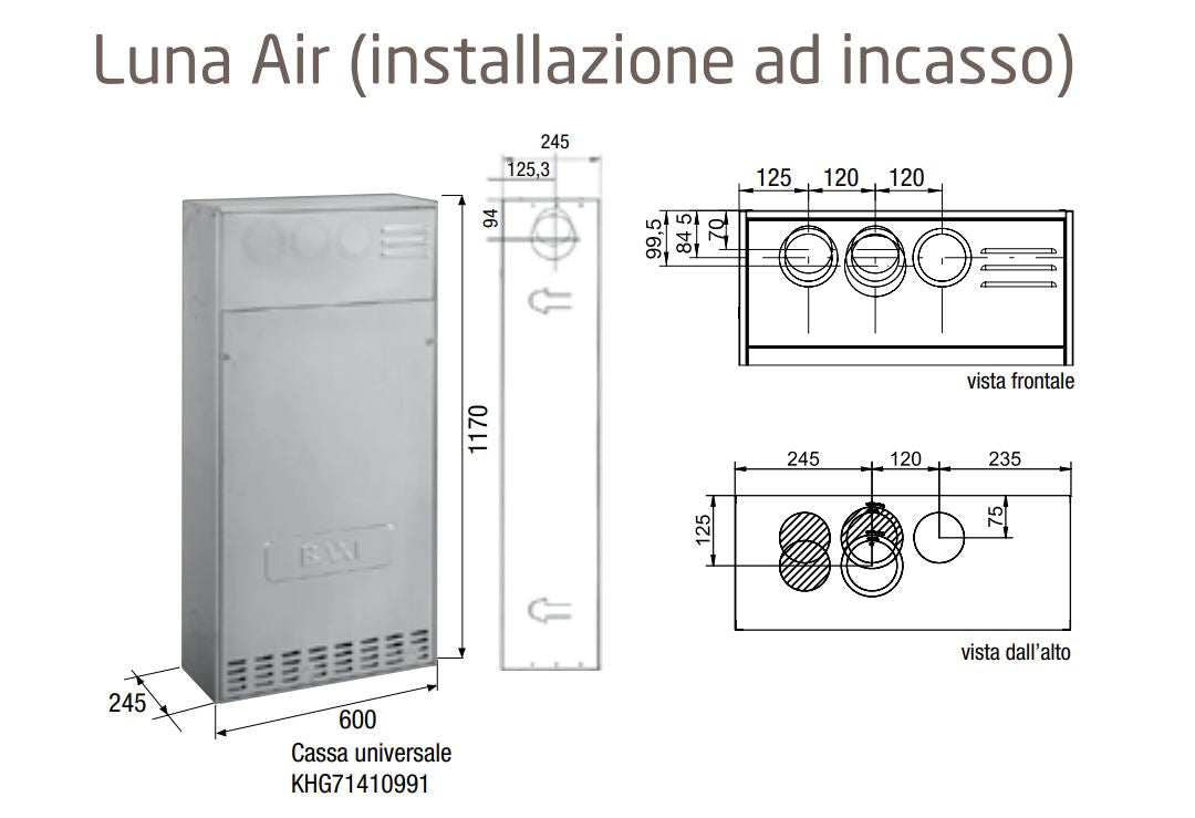 Caldaia a condensazione Baxi 24 kw Luna Air da Incasso