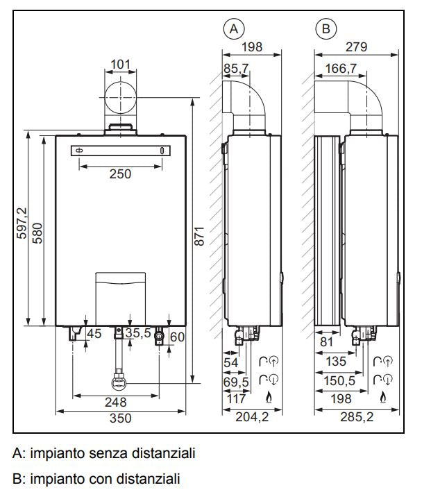 Scaldabagno a gas GPL 12 Litri Vaillant turboMAG Plus 125/1-5 RT Camera Stagna