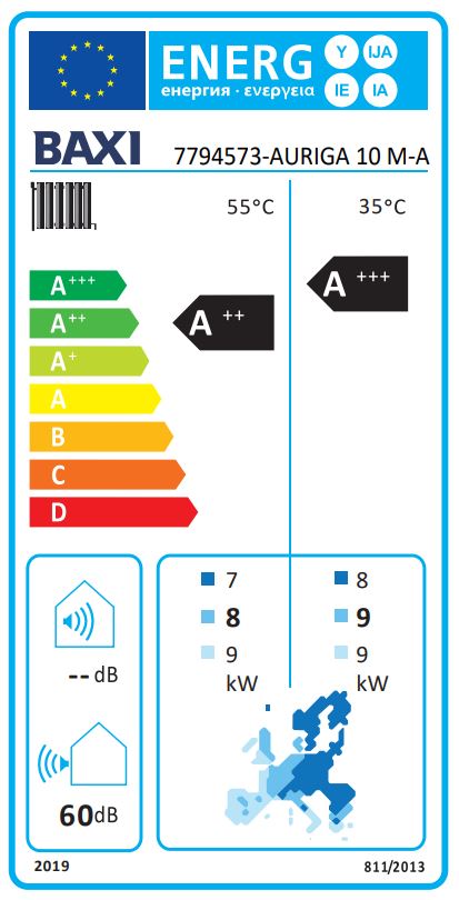 Pompa di calore aria-acqua 10 Kw Baxi Auriga 10M-A R32 monoblocco inverter monofase