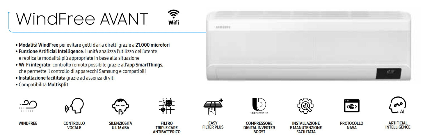 Climatizzatore Samsung Windfree Avant 12000 btu Wi-Fi F-AR12AVT