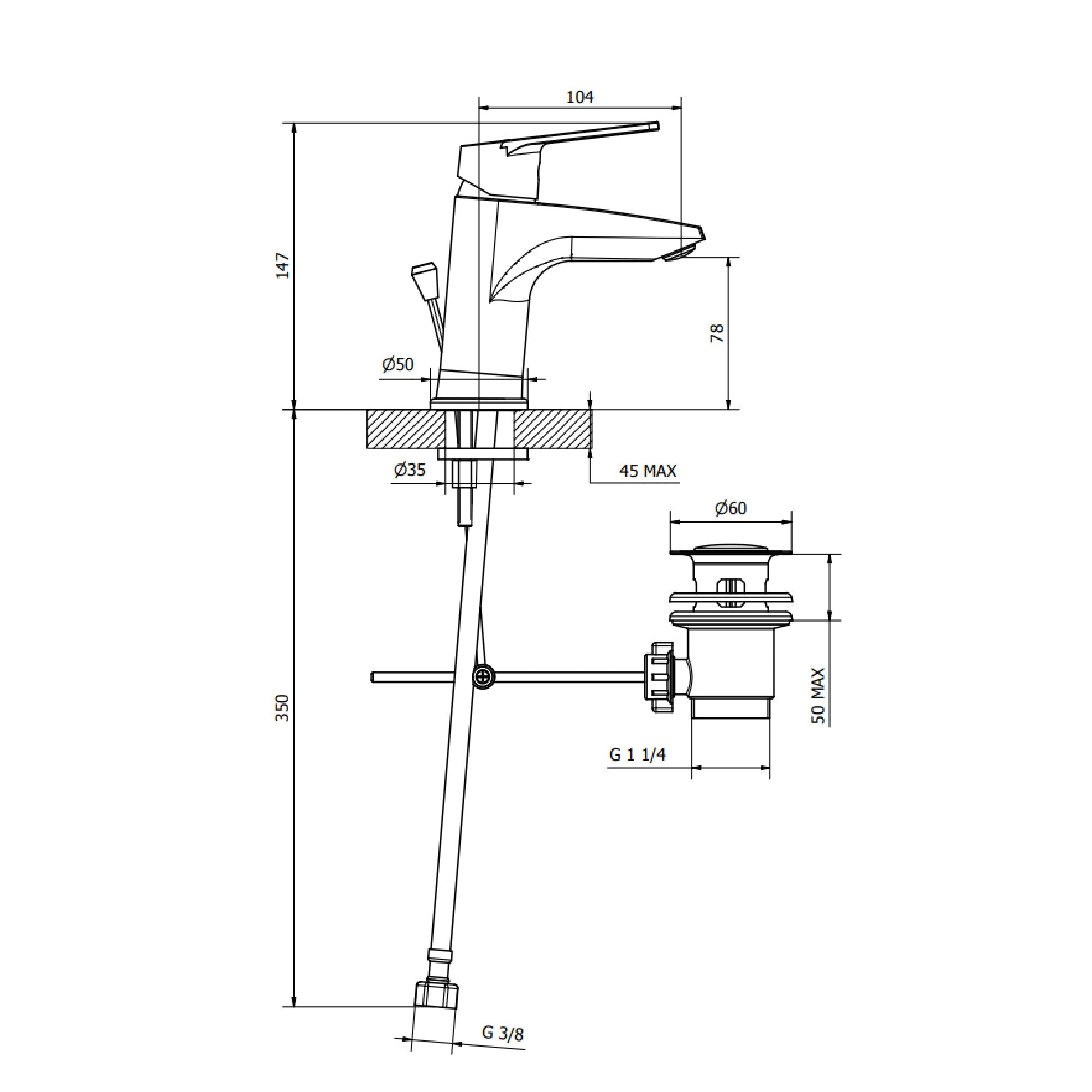 Miscelatore Monocomando Teorema Sonic per lavabo cod. 8C301