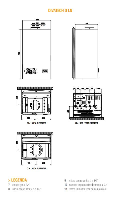 Caldaia camera aperta Ferroli 24 kw Divatech D LN C24