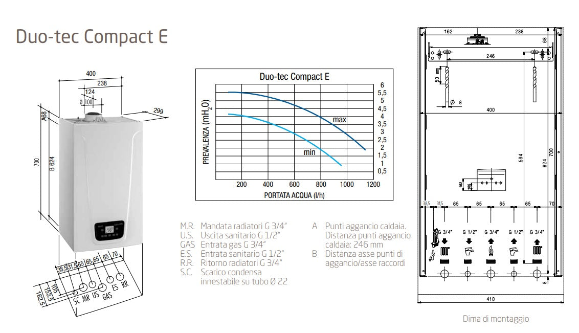 Caldaia a condensazione Baxi 24 kw Duo-Tec Compact E 24